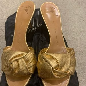 Giuseppe Zanotti rose gold mules/ slip on heels size IT38